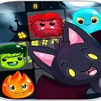 Szczęśliwe Halloweenowe Potwory Witch - Dopasuj 3 Puzzle
